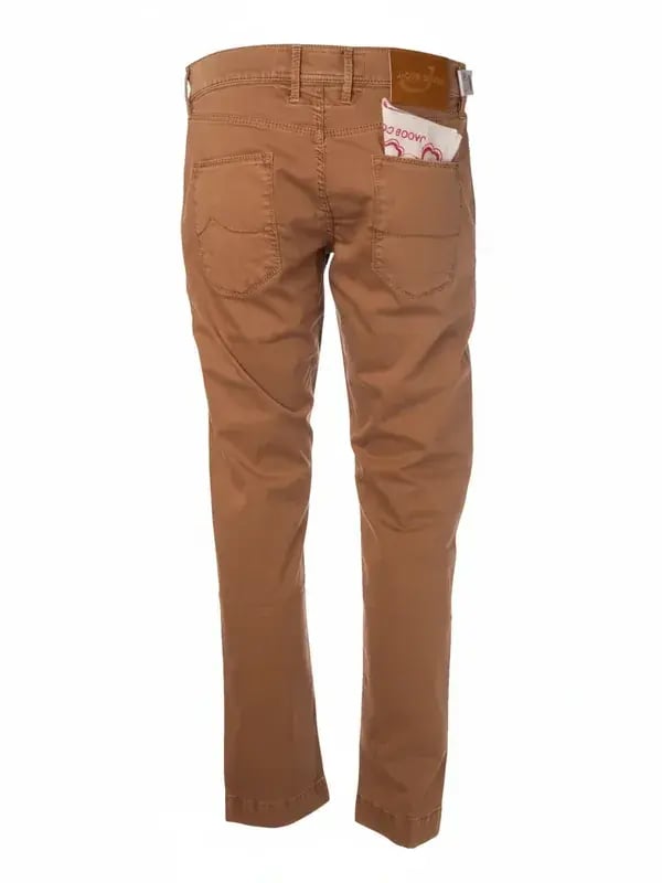Camel five-pocket trousers from the back, original still life photo