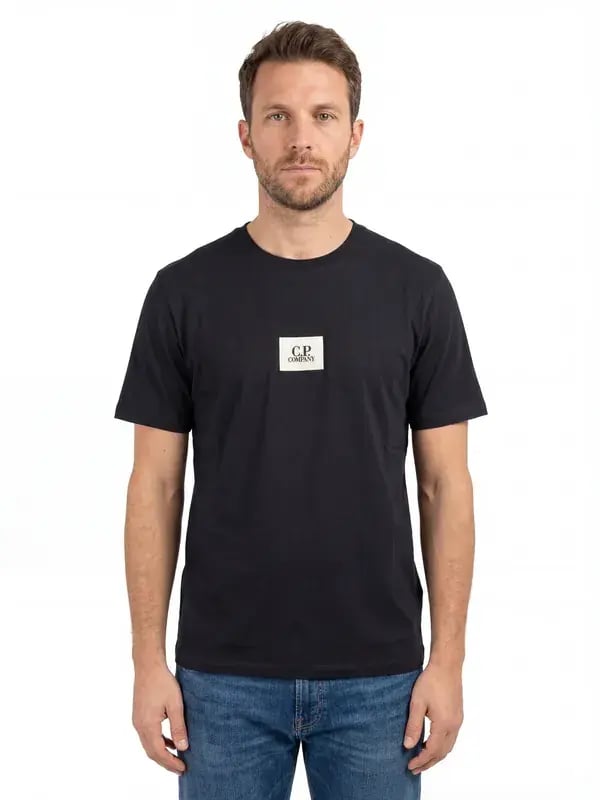 The same t-shirt worn by a model, AI-generated photo