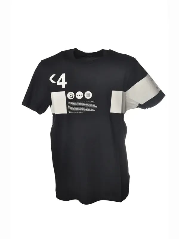 Black graphic print t-shirt, original still life photo